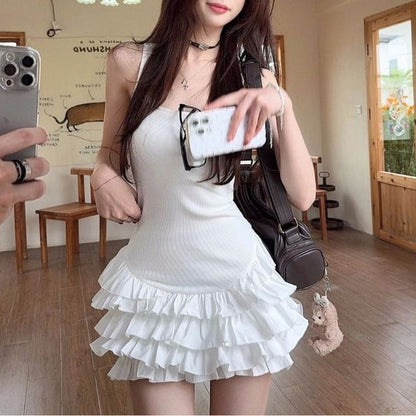 Sleeveless Plain Tiered Dress Mini