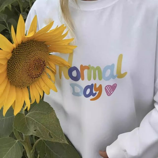 Print Long-Sleeve T-Shirt Neck Lettering Crew