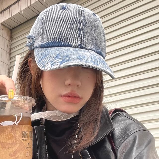 Denim Baseball Cap Distressed