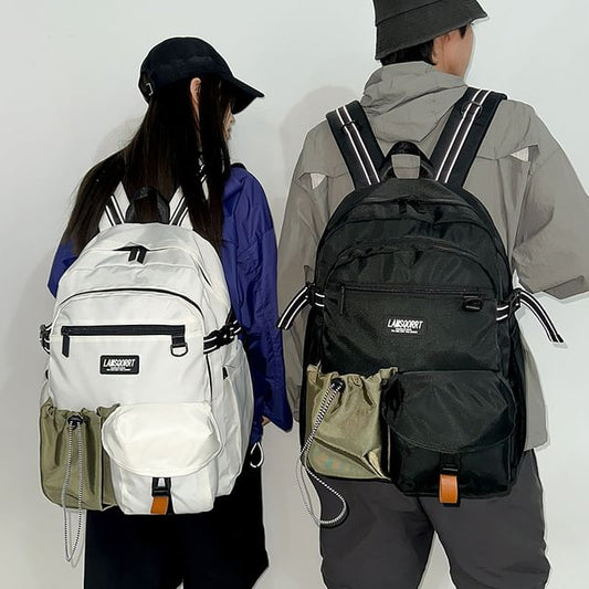 Lettering Backpack Contrast Pocket