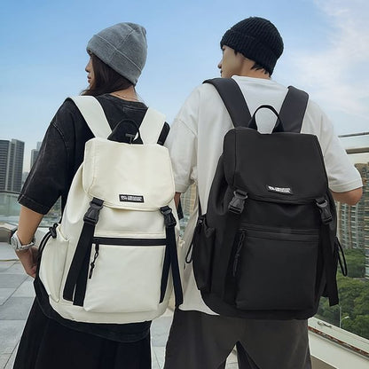 Flap Backpack Buckled Lettering