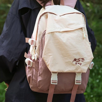 Buckled Lettering Flap Backpack