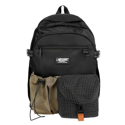 Lettering Backpack Contrast Pocket