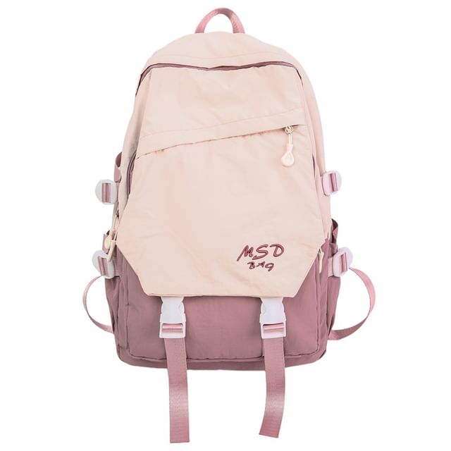 Buckled Lettering Flap Backpack