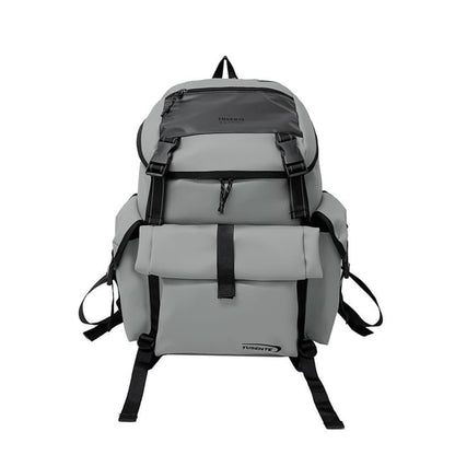 Backpack Lettering Faux Leather Buckled