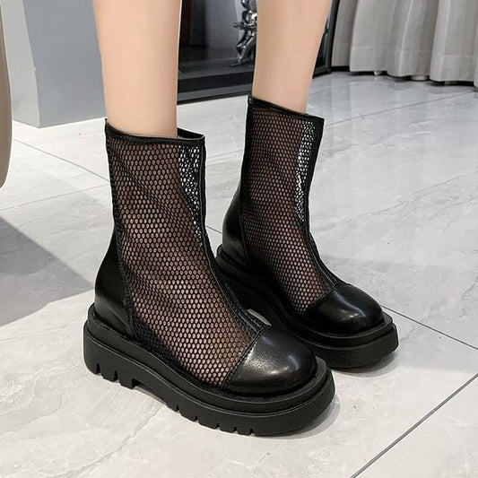 Platform Plain Boots Mesh Short