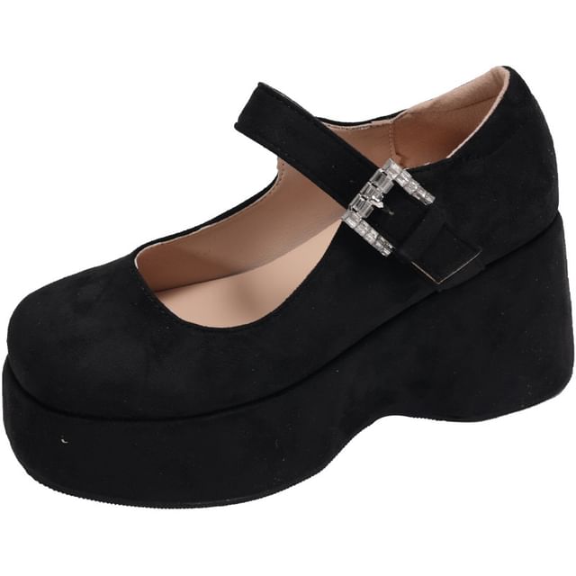 Plain Mary Jane Platform Wedge Shoes