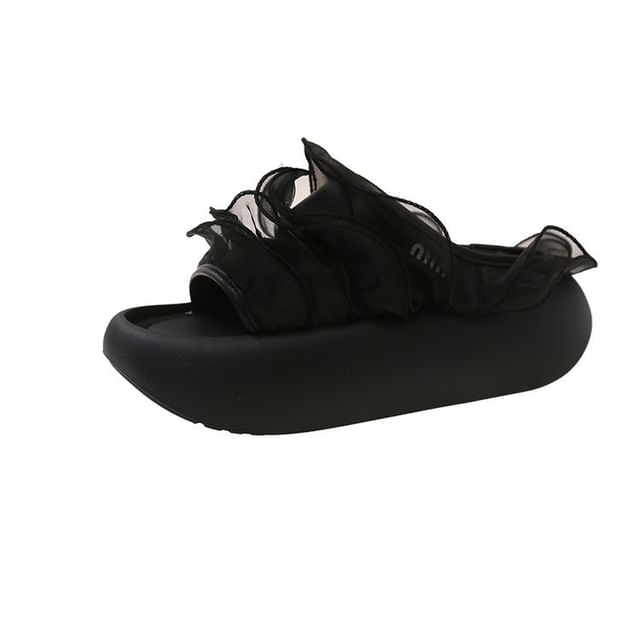 Sandals Trim Platform Ruffle Slide