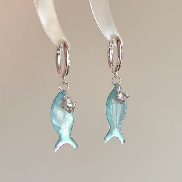 Hoop Drop Earring Fish Rhinestone