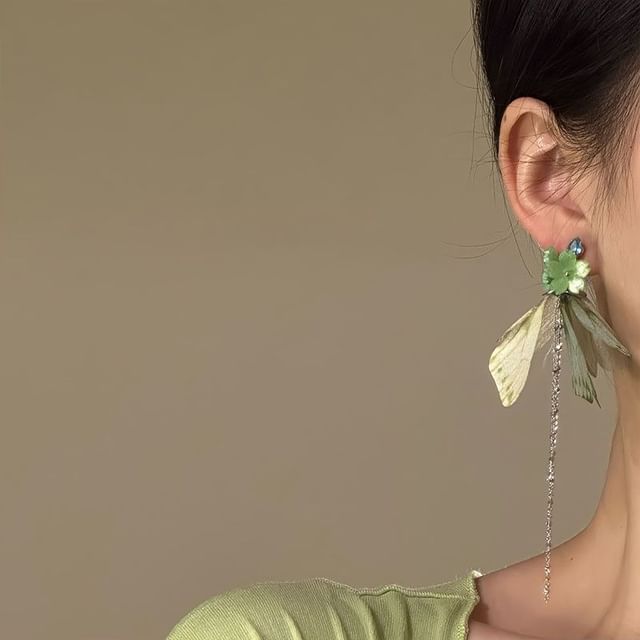 Butterfly Earring Flower Fringed Drop