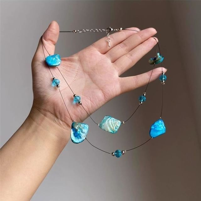 Beaded Layered Necklace Gemstone Irregular