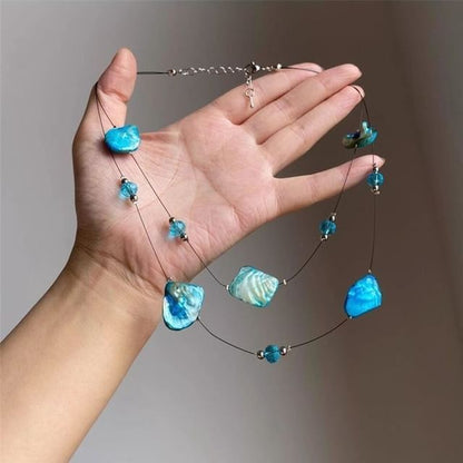 Beaded Layered Necklace Gemstone Irregular