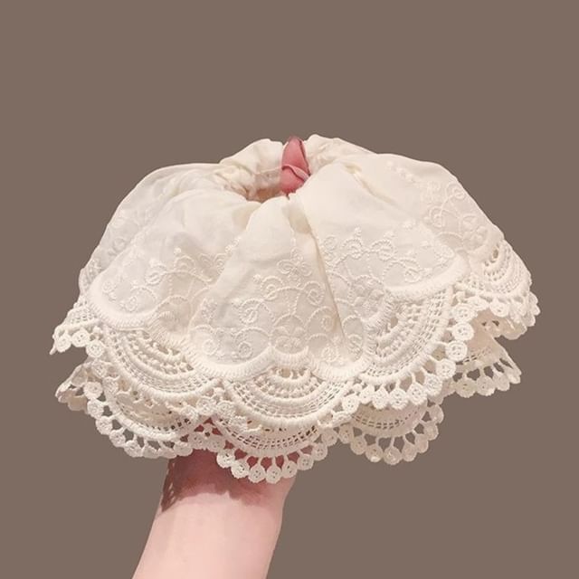 Lace Trim Scrunchie Ruffle