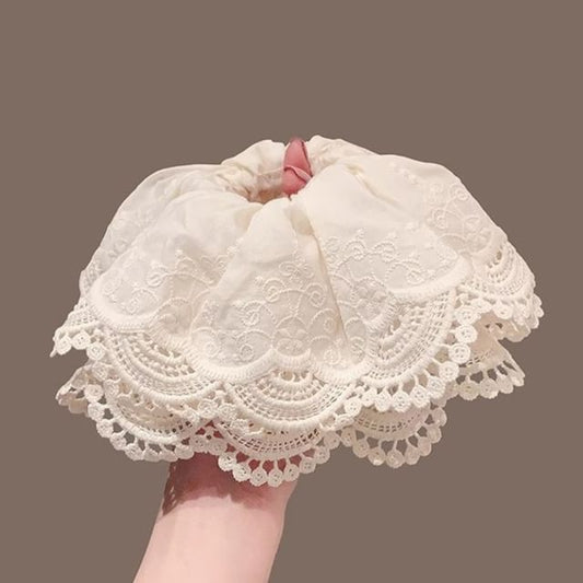 Lace Trim Scrunchie Ruffle