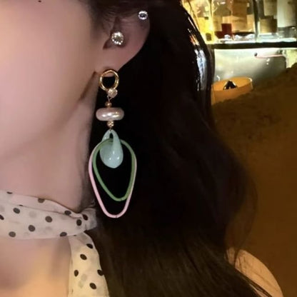 Rhinestone Earring Pearl Faux Drop