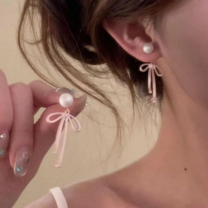 Faux Pearl Bow Jacket Ear