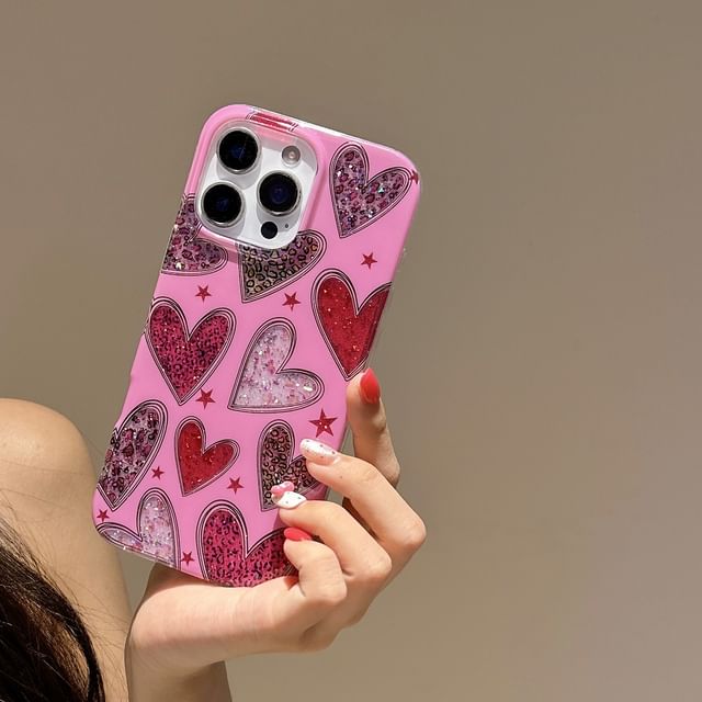 Leopard Print Heart Phone Case