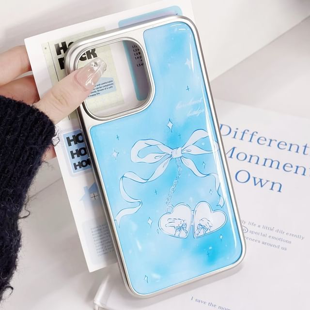 Heart Bow Print Phone Case