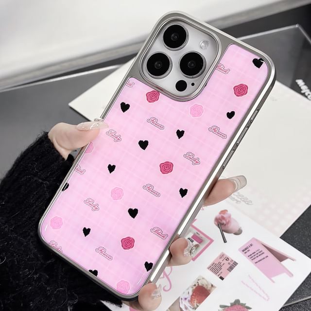 Floral Heart Print Phone Case