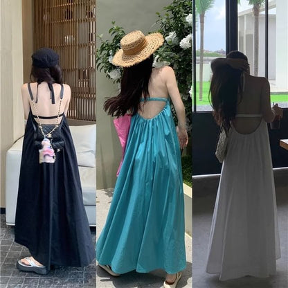 Halter Neck Sleeveless Maxi Dress Print