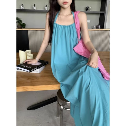 Halter Neck Sleeveless Maxi Dress Print