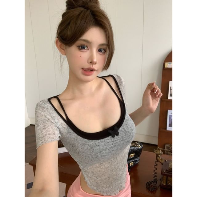 Short-Sleeve Set: Top Camisole + Neck Square