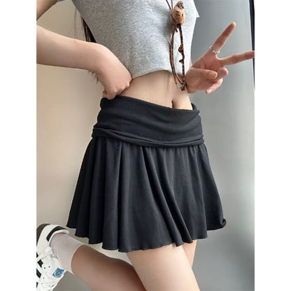 Plain Skirt Low Mini Rise