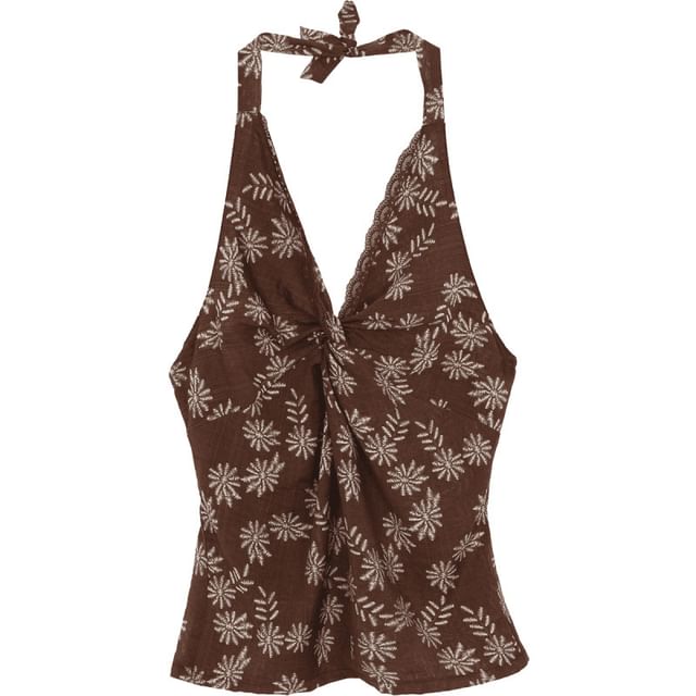 / Print Sleeveless Top Mini V-Neck Skirt