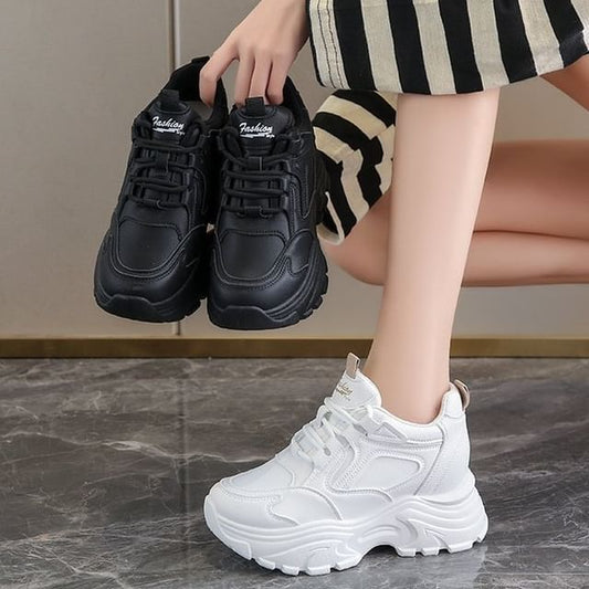 Platform Wedge Panel Sneakers Hidden