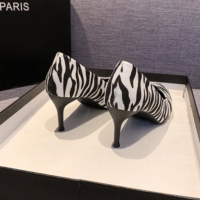 Print Pointed Pumps Toe Zebra Stiletto
