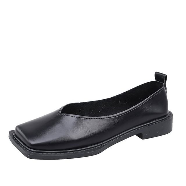 Leather Faux Toe Flats Square