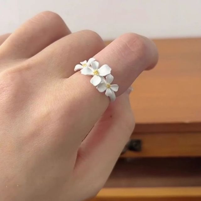 Alloy Floral Ring Open