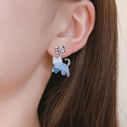 Earring Gradient Resin Alloy Drop Cat
