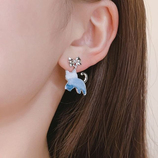 Earring Gradient Resin Alloy Drop Cat