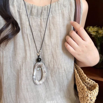 Pendant Resin Necklace Cord Irregular Hoop