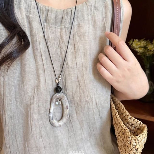 Pendant Resin Necklace Cord Irregular Hoop