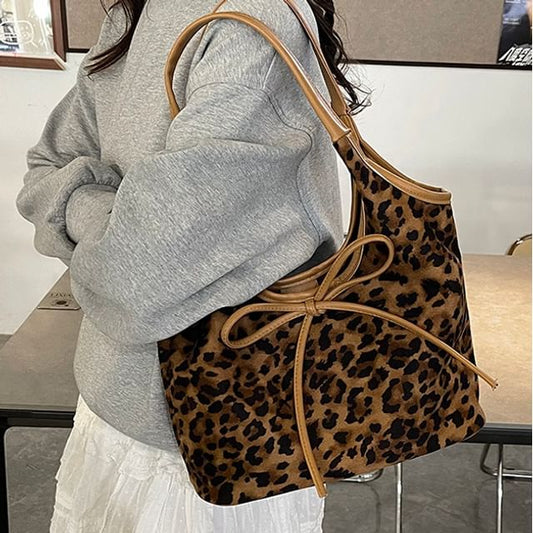 Tote Bow Leopard Print Bag