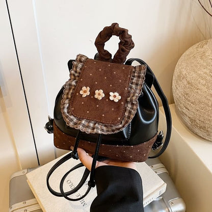 Small Backpack Dotted Ruffle Panel Floral