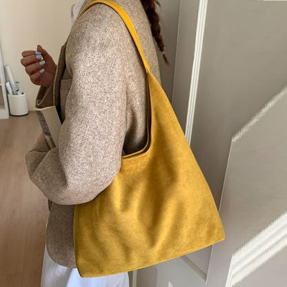 With Faux Pouch Suede Bag Tote