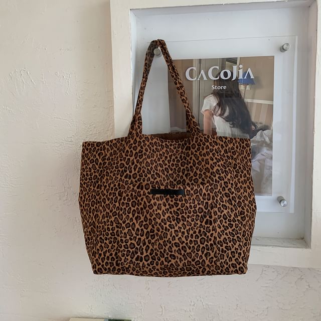 Bag Panel Print Tote Leopard