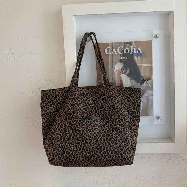 Bag Panel Print Tote Leopard