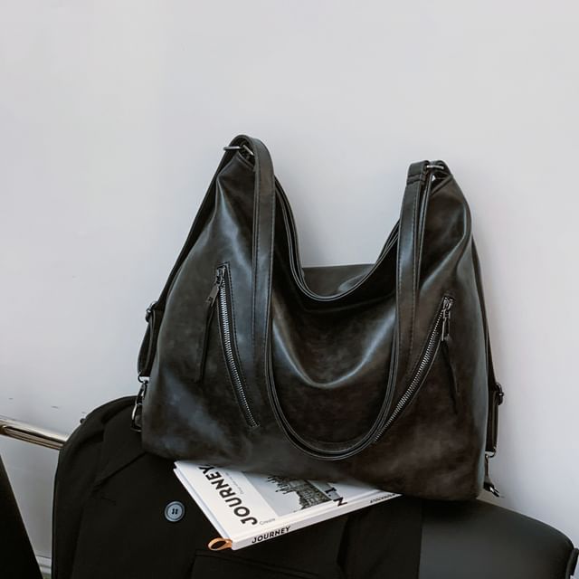 Zip Faux Backpack Leather Tote