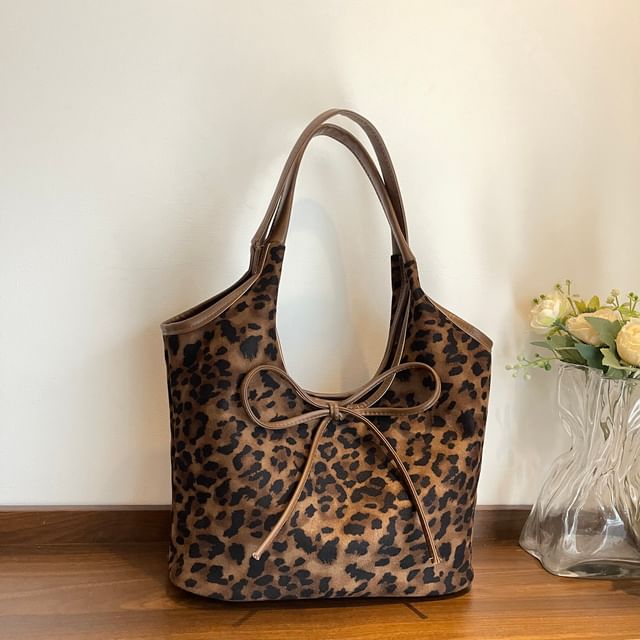Tote Bow Leopard Print Bag