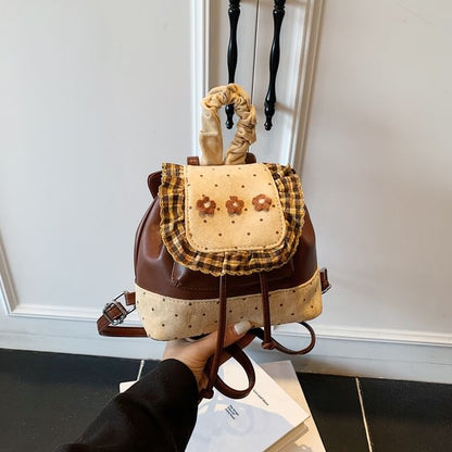 Small Backpack Dotted Ruffle Panel Floral