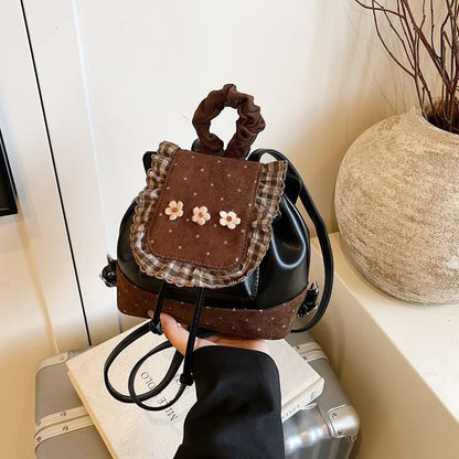 Small Backpack Dotted Ruffle Panel Floral