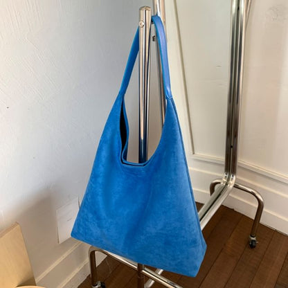 With Faux Pouch Suede Bag Tote