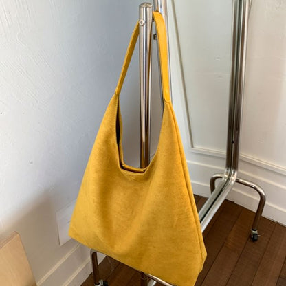 With Faux Pouch Suede Bag Tote