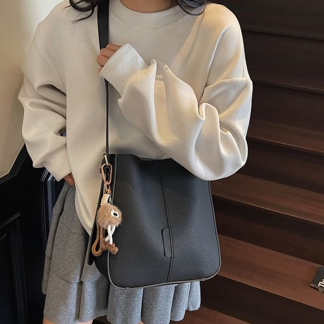 Pouch Leather Faux Bag With Shoulder