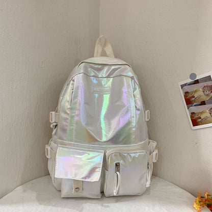 Backpack Leather Faux Buckled Holographic