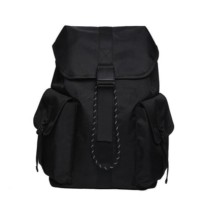 Unisex Drawstring Nylon Backpack Buckled Plain